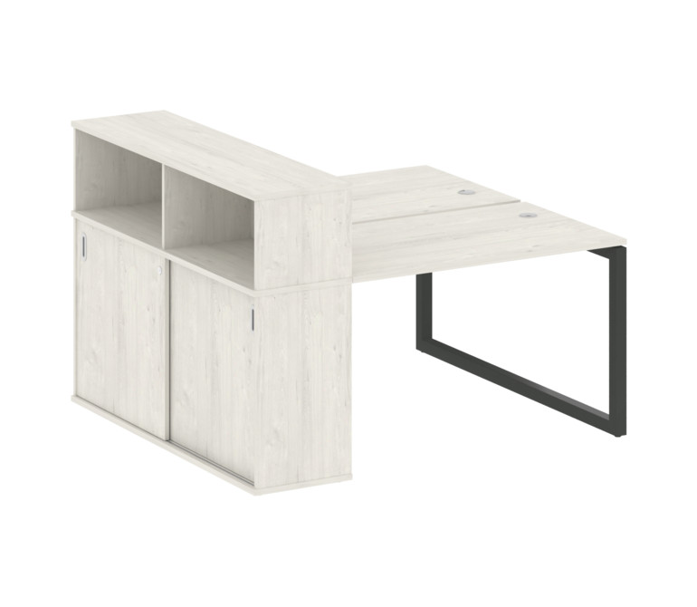 Metal System Quattro Рабочая станция с шкафом-купе на О-образном м/к 50БО.РС-СШК-2.2 Т Дуб Наварра/М