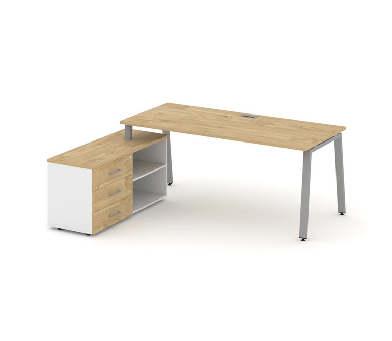 Style Project Direct Стол письменный с греденцией левой SN-6A.SRG-013.M(L) Тиквуд Светлый/Белый/Тикв