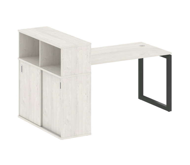 Metal System Quattro Стол письменный с шкафом-купе на О-образном м/к 50БО.РС-СШК-3.3 Т Дуб Наварра/М