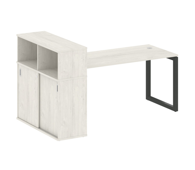 Metal System Quattro Стол письменный с шкафом-купе на О-образном м/к 50БО.РС-СШК-3.4 Т Дуб Наварра/М