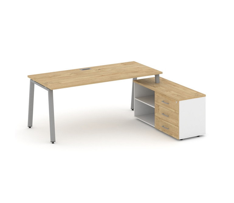 Style Project Direct Стол письменный с греденцией правой SN-6A.SRG-014.M(R) Тиквуд Светлый/Белый/Тик