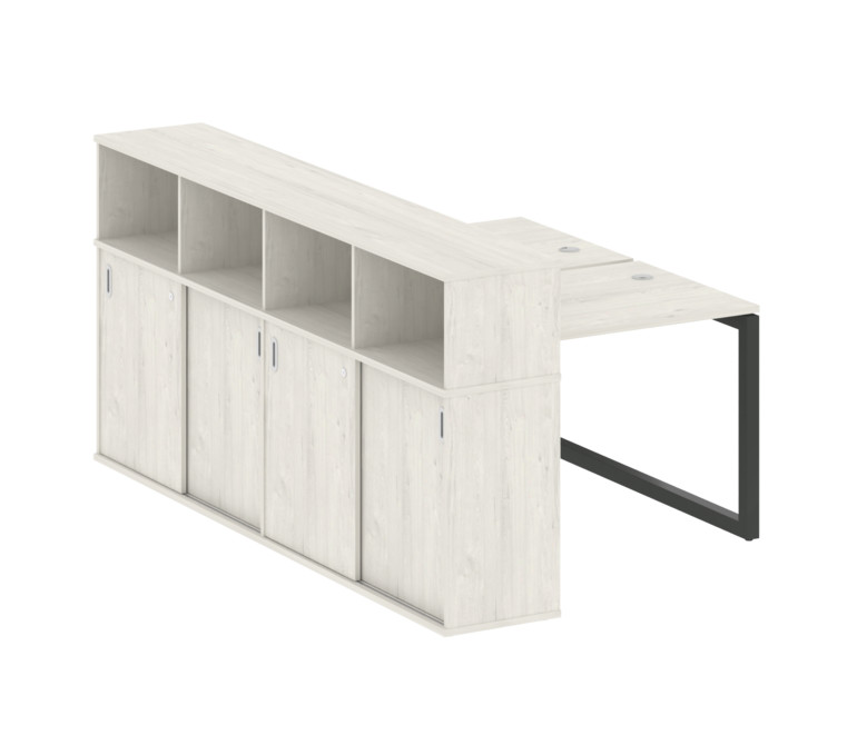 Metal System Quattro Рабочая станция с шкафом-купе на О-образном м/к 50БО.РС-СШК-4.1 Т Дуб Наварра/М