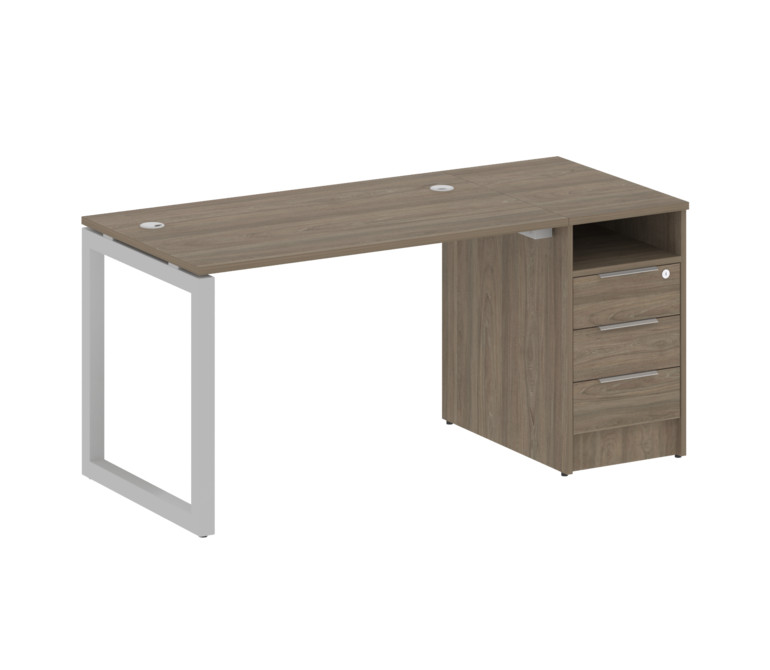 Metal System Quattro Рабочая станция с тумбой на О-образном м/к 50БО.РС-СТП-1.2 Вяз Благородный/Мета