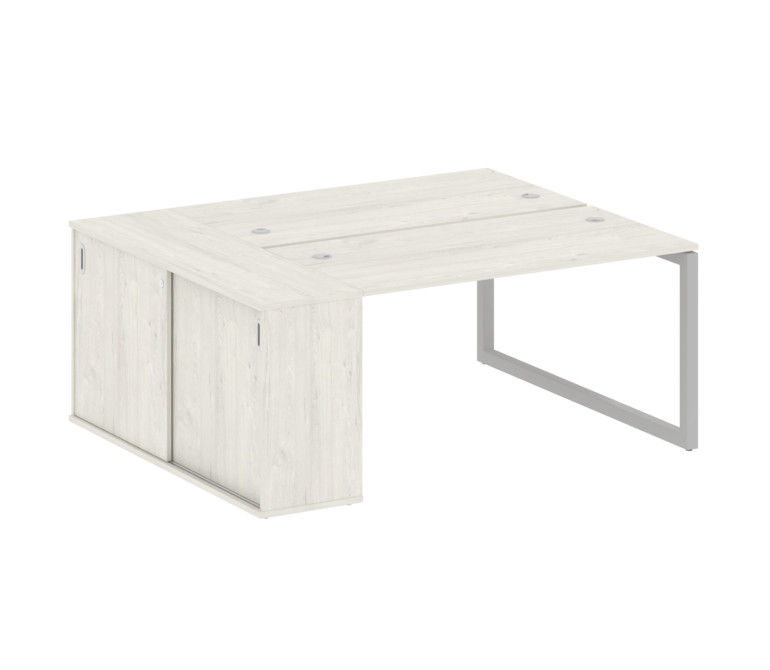 Metal System Quattro Рабочая станция с шкафом-купе на О-образном м/к 50БО.РС-СШК-1.3 Т Дуб Наварра/М