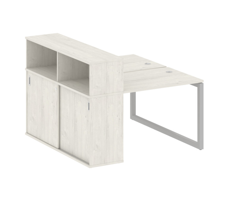 Metal System Quattro Рабочая станция с шкафом-купе на О-образном м/к 50БО.РС-СШК-2.1 Т Дуб Наварра/М