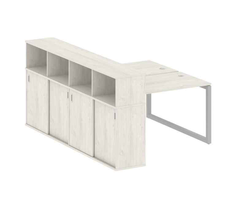 Metal System Quattro Рабочая станция с шкафом-купе на О-образном м/к 50БО.РС-СШК-4.2 Т Дуб Наварра/М