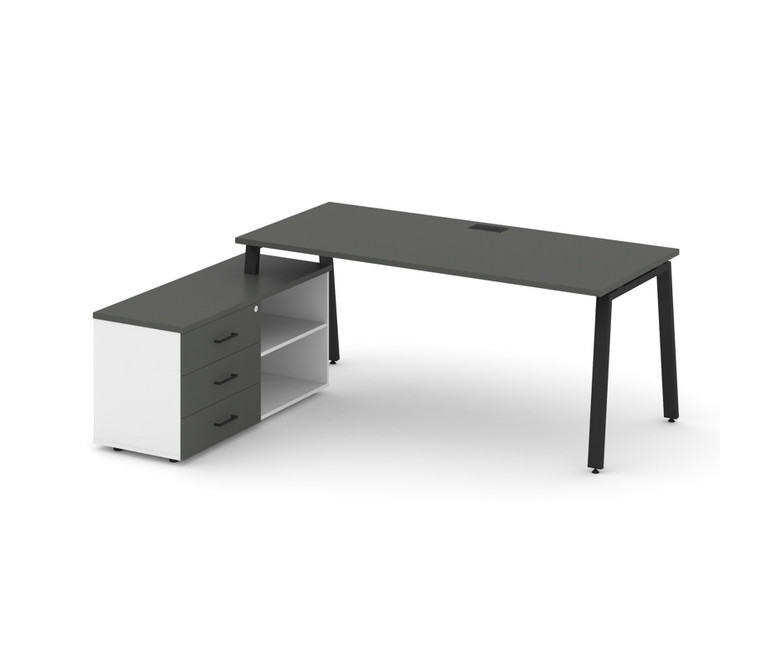 Style Project Direct Стол письменный с греденцией левой SN-6A.SRG-023.M(L) Антрацит/Белый/Антрацит/М