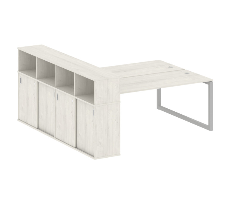 Metal System Quattro Рабочая станция с шкафом-купе на О-образном м/к 50БО.РС-СШК-4.5 Т Дуб Наварра/М