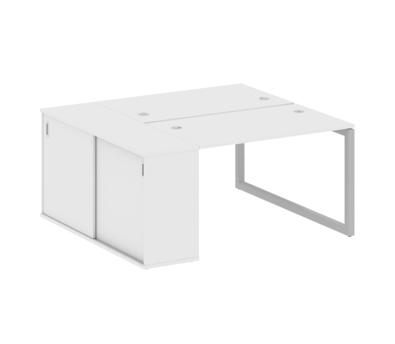 Metal System Quattro Рабочая станция с шкафом-купе на О-образном м/к 50БО.РС-СШК-1.2 Т Белый/Металл