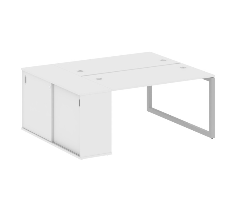 Metal System Quattro Рабочая станция с шкафом-купе на О-образном м/к 50БО.РС-СШК-1.3 Т Белый/Металл