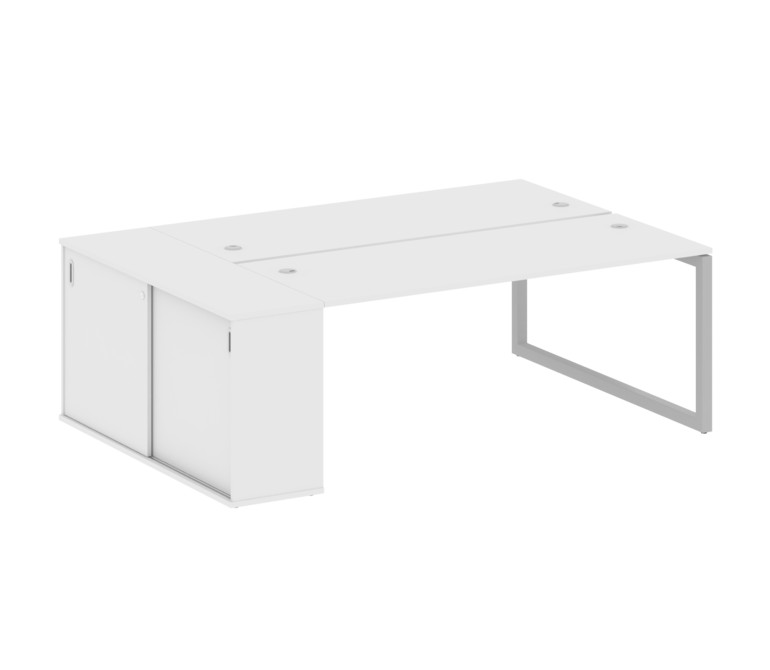 Metal System Quattro Рабочая станция с шкафом-купе на О-образном м/к 50БО.РС-СШК-1.5 Т Белый/Металл