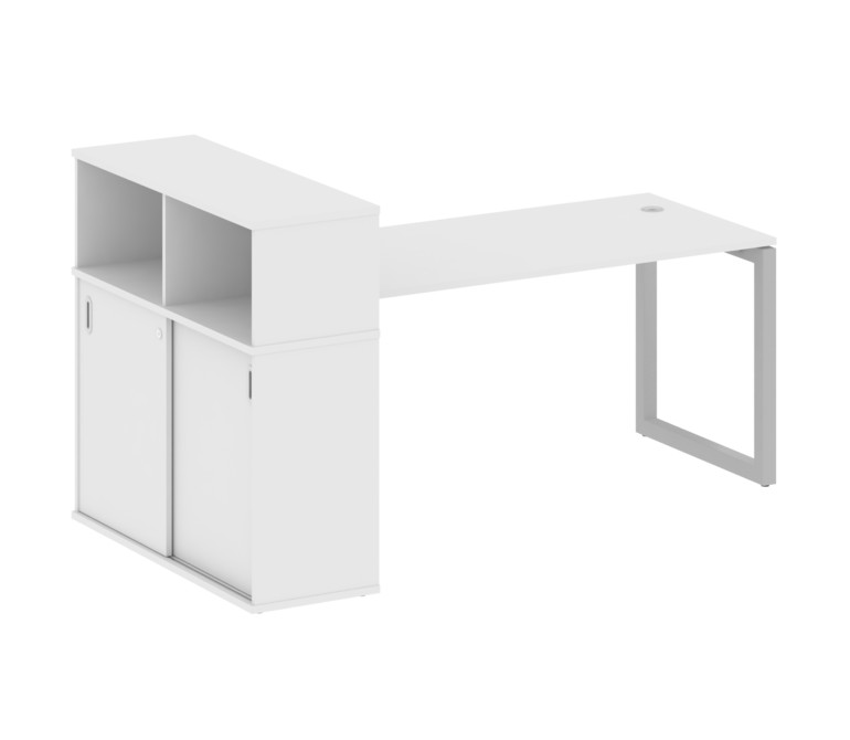 Metal System Quattro Стол письменный с шкафом-купе на О-образном м/к 50БО.РС-СШК-3.4 Т Белый/Металл