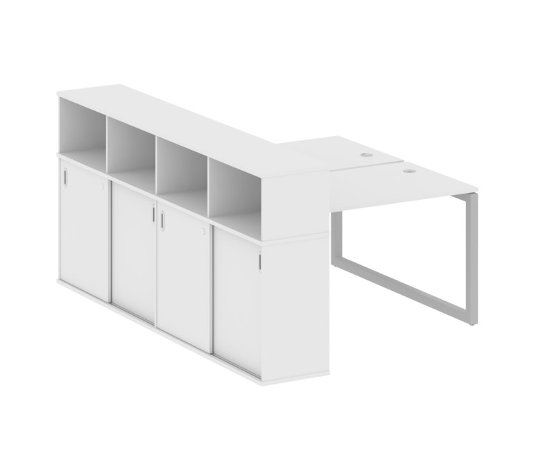 Metal System Quattro Рабочая станция с шкафом-купе на О-образном м/к 50БО.РС-СШК-4.2 Т Белый/Металл