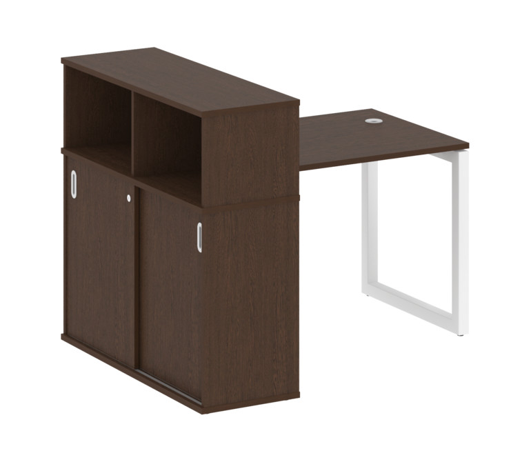 Metal System Quattro Стол письменный с шкафом-купе на О-образном м/к 50БО.РС-СШК-3.1 Т Венге Цаво/Ме