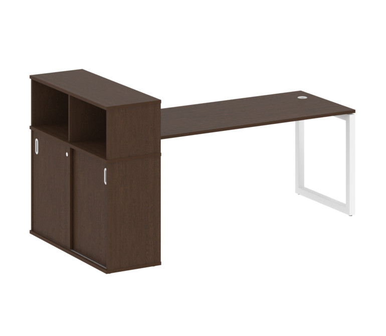 Metal System Quattro Стол письменный с шкафом-купе на О-образном м/к 50БО.РС-СШК-3.5 Т Венге Цаво/Ме