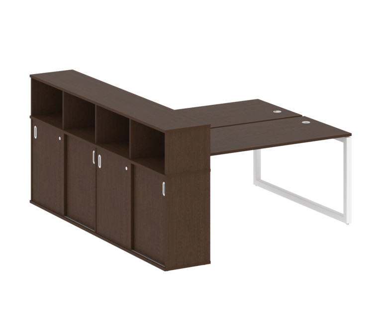Metal System Quattro Рабочая станция с шкафом-купе на О-образном м/к 50БО.РС-СШК-4.4 Т Венге Цаво/Ме