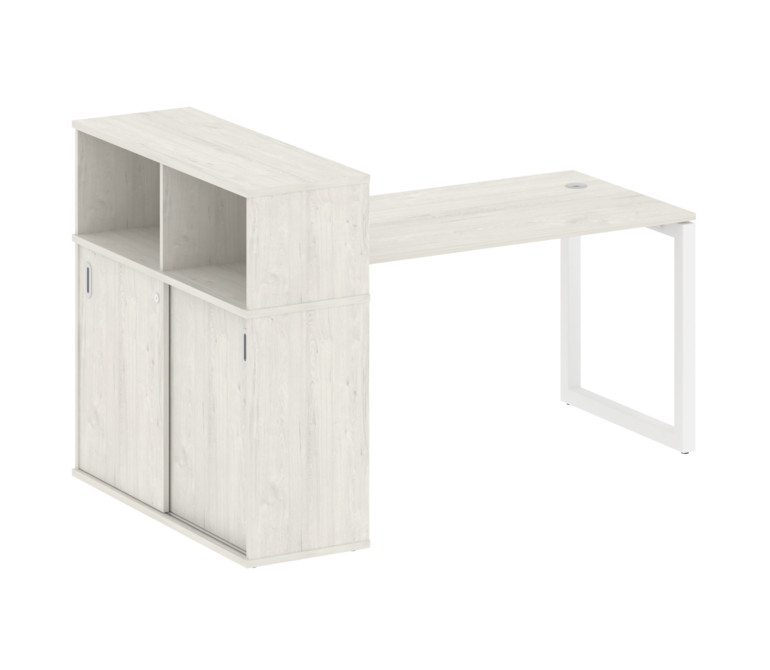 Metal System Quattro Стол письменный с шкафом-купе на О-образном м/к 50БО.РС-СШК-3.3 Т Дуб Наварра/М