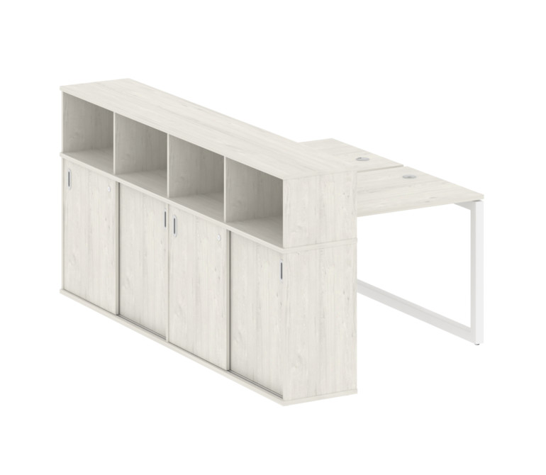 Metal System Quattro Рабочая станция с шкафом-купе на О-образном м/к 50БО.РС-СШК-4.1 Т Дуб Наварра/М