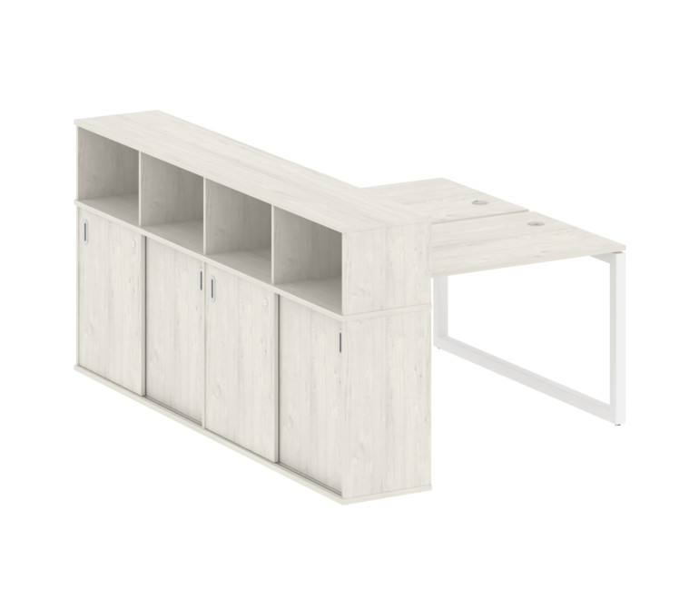 Metal System Quattro Рабочая станция с шкафом-купе на О-образном м/к 50БО.РС-СШК-4.2 Т Дуб Наварра/М