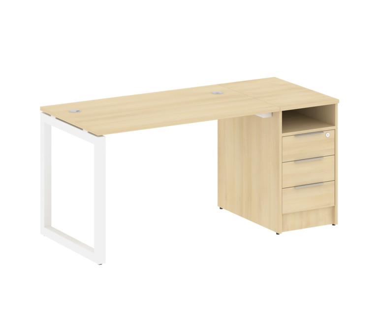 Metal System Quattro Рабочая станция с тумбой на О-образном м/к 50БО.РС-СТП-1.2 Акация Лорка/Металл