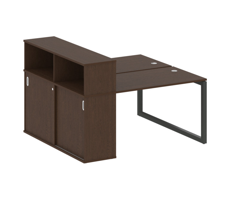 Metal System Quattro Рабочая станция с шкафом-купе на О-образном м/к 50БО.РС-СШК-2.2 Т Венге Цаво/Ме