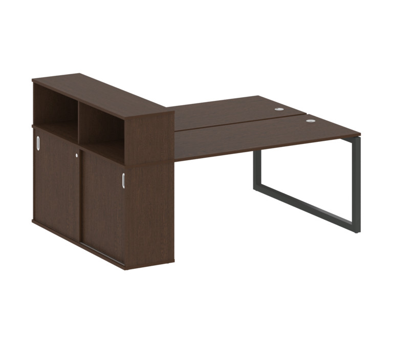 Metal System Quattro Рабочая станция с шкафом-купе на О-образном м/к 50БО.РС-СШК-2.4 Т Венге Цаво/Ме