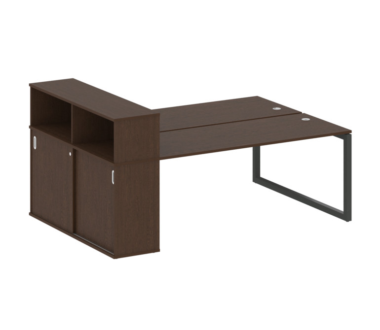 Metal System Quattro Рабочая станция с шкафом-купе на О-образном м/к 50БО.РС-СШК-2.5 Т Венге Цаво/Ме