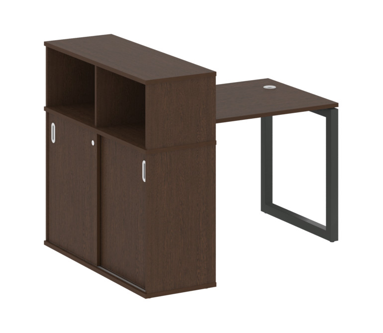 Metal System Quattro Стол письменный с шкафом-купе на О-образном м/к 50БО.РС-СШК-3.1 Т Венге Цаво/Ме