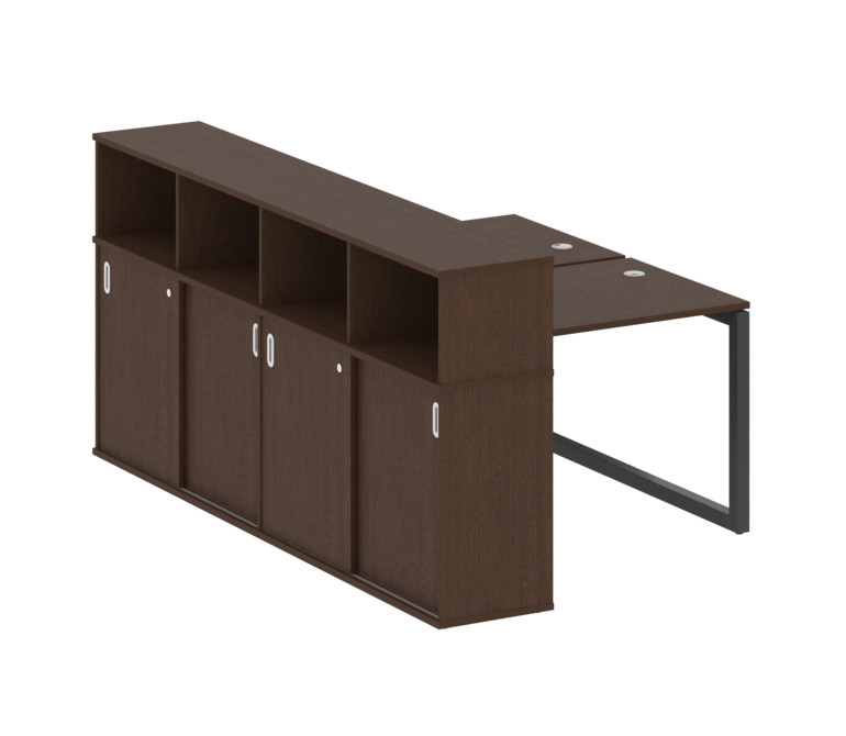 Metal System Quattro Рабочая станция с шкафом-купе на О-образном м/к 50БО.РС-СШК-4.1 Т Венге Цаво/Ме