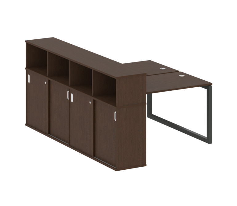 Metal System Quattro Рабочая станция с шкафом-купе на О-образном м/к 50БО.РС-СШК-4.2 Т Венге Цаво/Ме