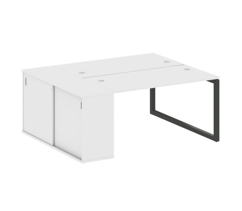 Metal System Quattro Рабочая станция с шкафом-купе на О-образном м/к 50БО.РС-СШК-1.3 Т Белый/Металл