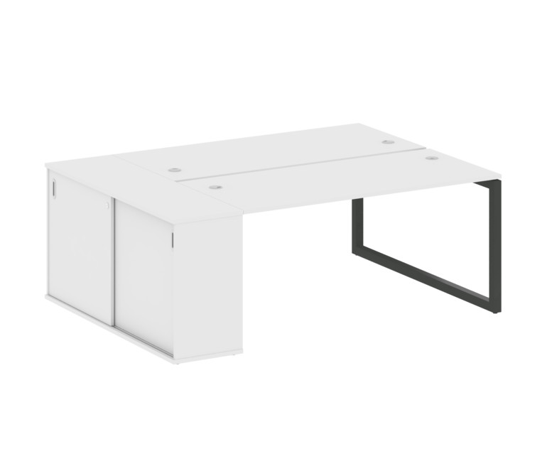 Metal System Quattro Рабочая станция с шкафом-купе на О-образном м/к 50БО.РС-СШК-1.4 Т Белый/Металл