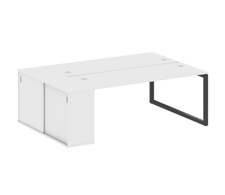 Metal System Quattro Рабочая станция с шкафом-купе на О-образном м/к 50БО.РС-СШК-1.5 Т Белый/Металл