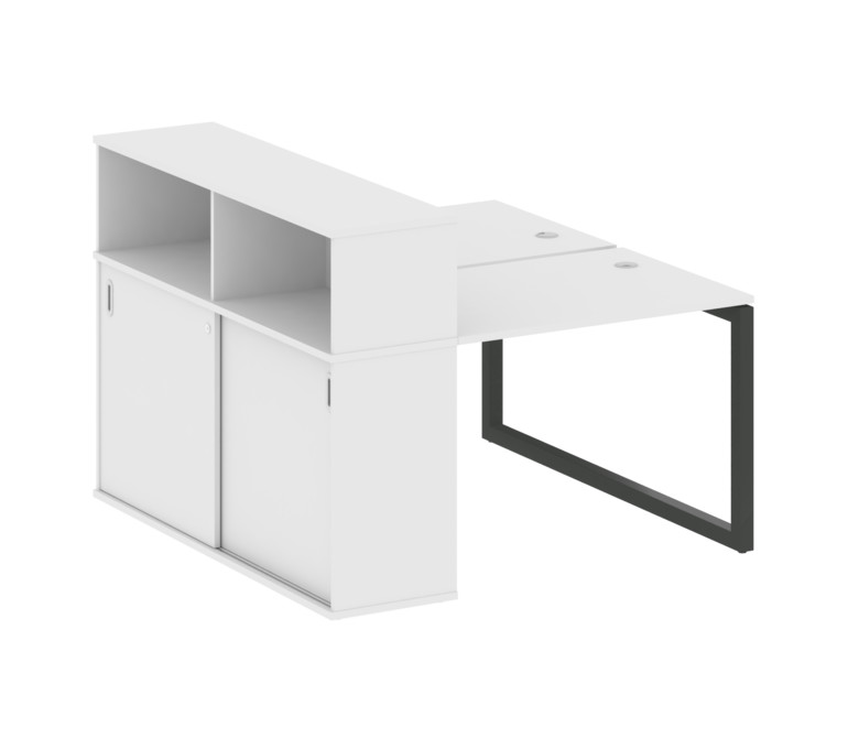 Metal System Quattro Рабочая станция с шкафом-купе на О-образном м/к 50БО.РС-СШК-2.1 Т Белый/Металл