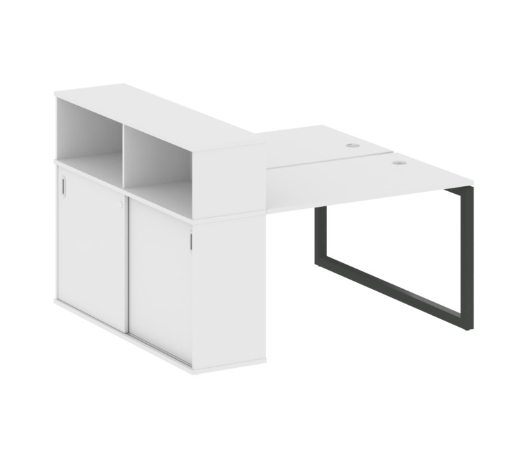Metal System Quattro Рабочая станция с шкафом-купе на О-образном м/к 50БО.РС-СШК-2.2 Т Белый/Металл