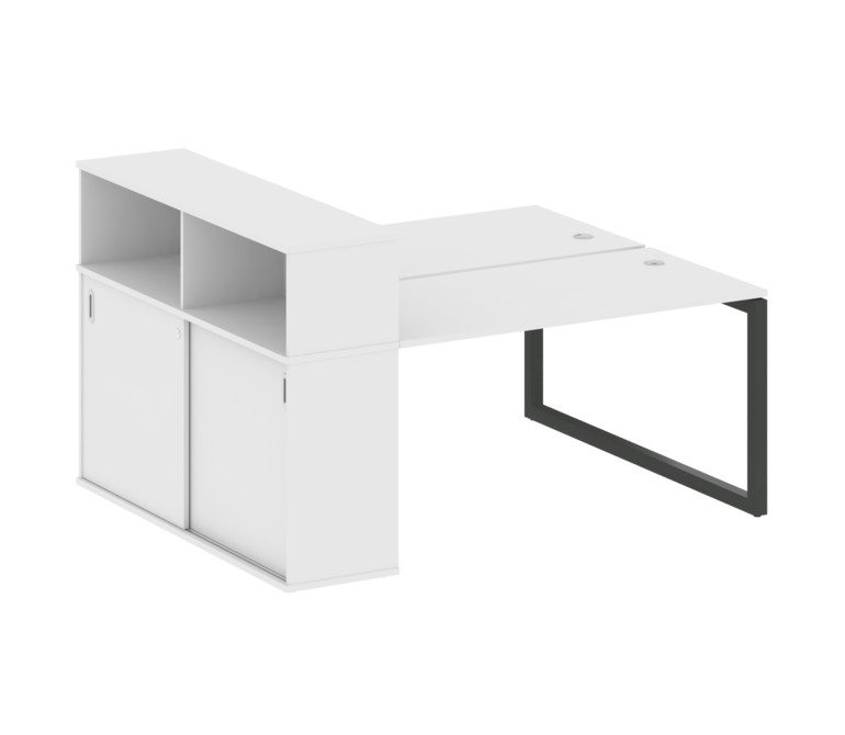 Metal System Quattro Рабочая станция с шкафом-купе на О-образном м/к 50БО.РС-СШК-2.3 Т Белый/Металл