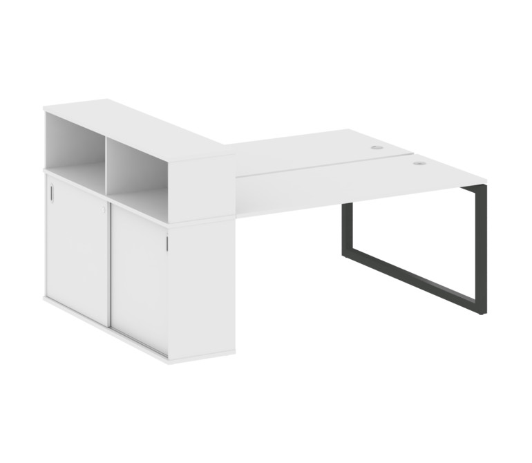 Metal System Quattro Рабочая станция с шкафом-купе на О-образном м/к 50БО.РС-СШК-2.4 Т Белый/Металл