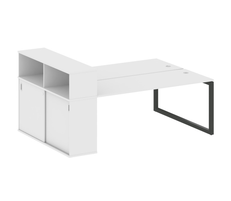 Metal System Quattro Рабочая станция с шкафом-купе на О-образном м/к 50БО.РС-СШК-2.5 Т Белый/Металл