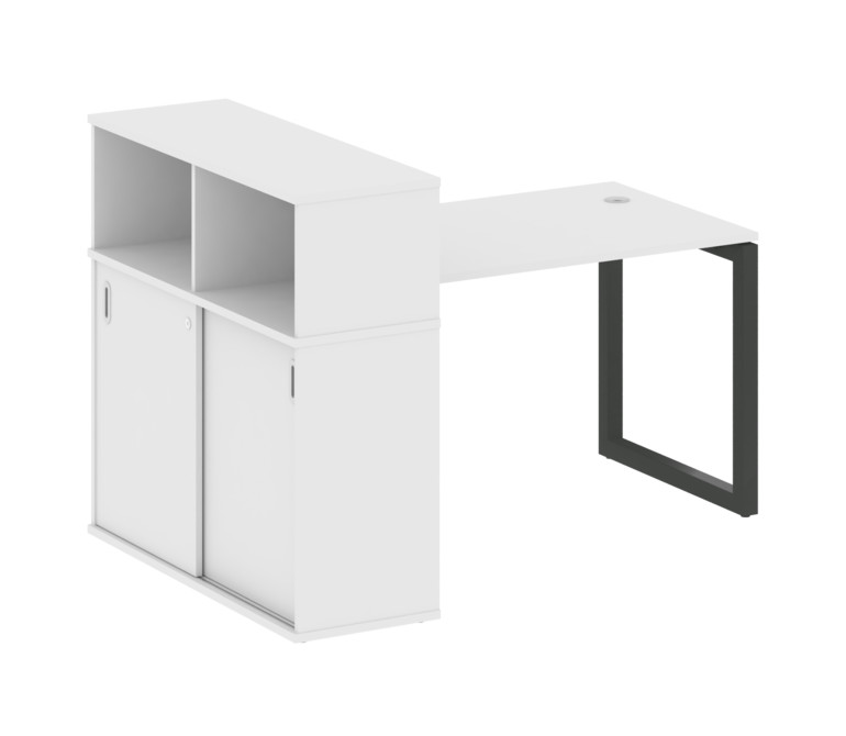 Metal System Quattro Стол письменный с шкафом-купе на О-образном м/к 50БО.РС-СШК-3.2 Т Белый/Металл