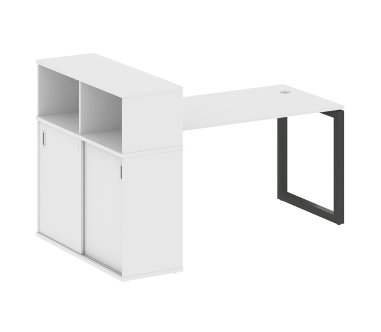 Metal System Quattro Стол письменный с шкафом-купе на О-образном м/к 50БО.РС-СШК-3.3 Т Белый/Металл