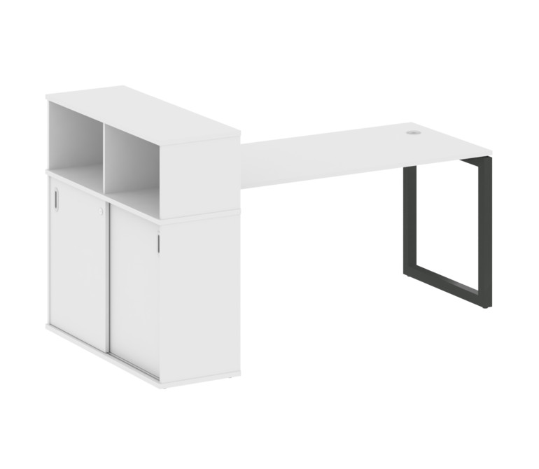 Metal System Quattro Стол письменный с шкафом-купе на О-образном м/к 50БО.РС-СШК-3.4 Т Белый/Металл