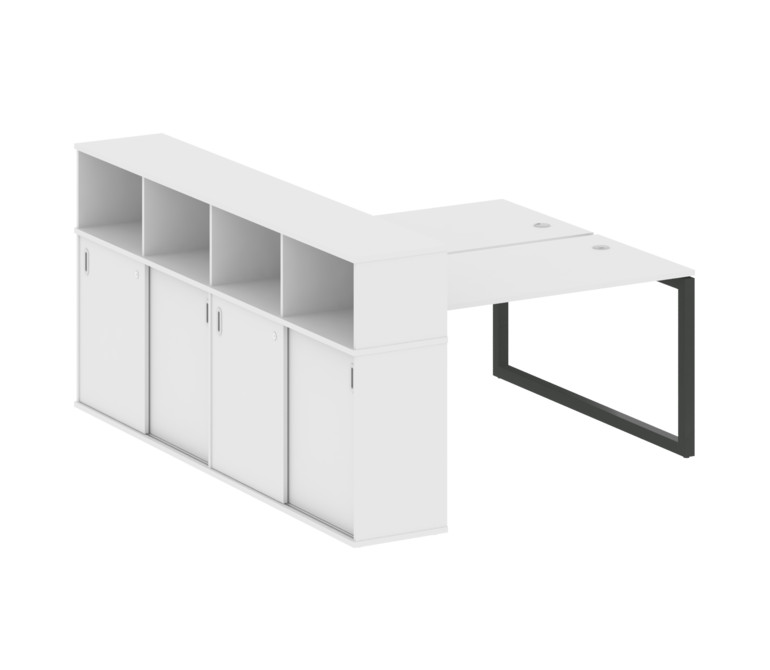 Metal System Quattro Рабочая станция с шкафом-купе на О-образном м/к 50БО.РС-СШК-4.3 Т Белый/Металл