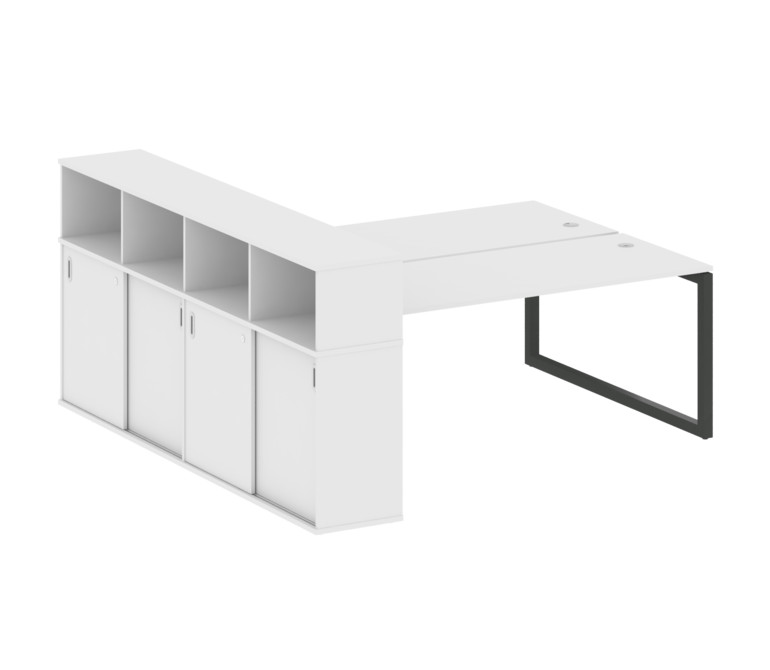 Metal System Quattro Рабочая станция с шкафом-купе на О-образном м/к 50БО.РС-СШК-4.5 Т Белый/Металл