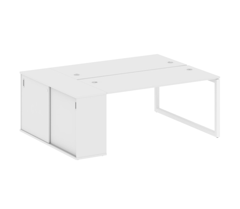 Metal System Quattro Рабочая станция с шкафом-купе на О-образном м/к 50БО.РС-СШК-1.4 Т Белый/Металл