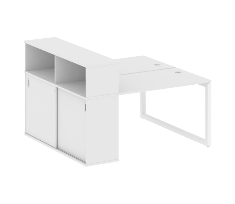 Metal System Quattro Рабочая станция с шкафом-купе на О-образном м/к 50БО.РС-СШК-2.2 Т Белый/Металл