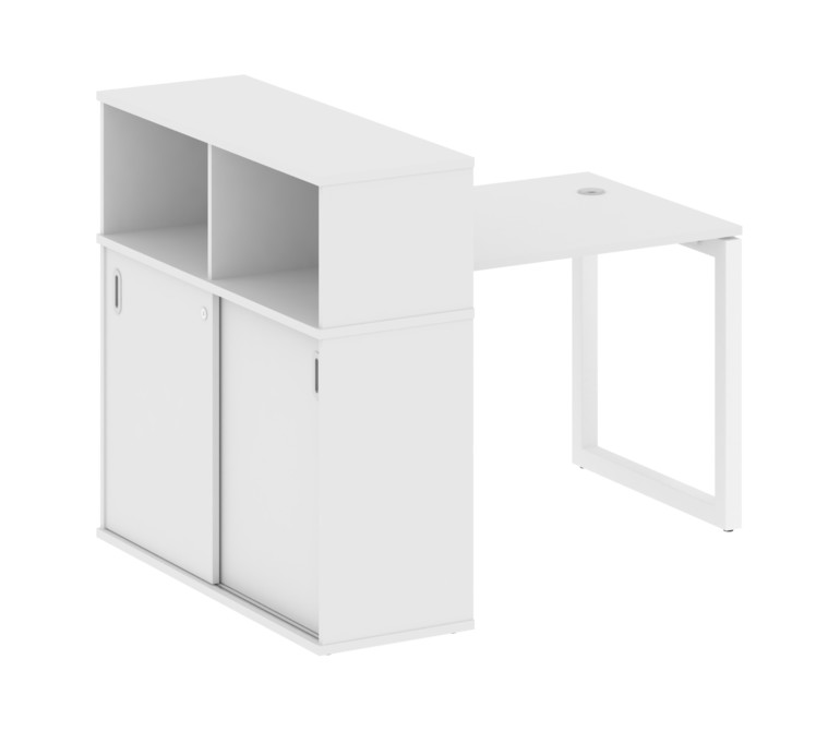 Metal System Quattro Стол письменный с шкафом-купе на О-образном м/к 50БО.РС-СШК-3.1 Т Белый/Металл