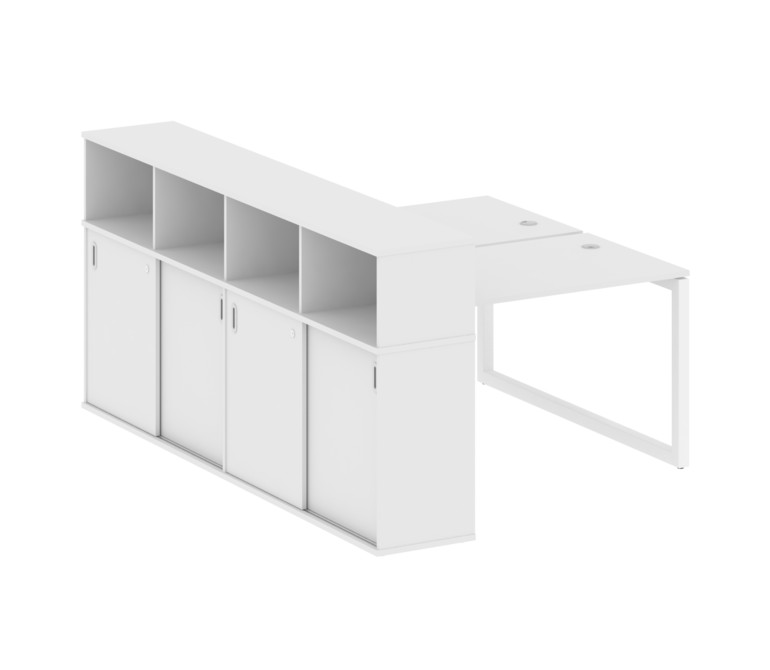 Metal System Quattro Рабочая станция с шкафом-купе на О-образном м/к 50БО.РС-СШК-4.2 Т Белый/Металл