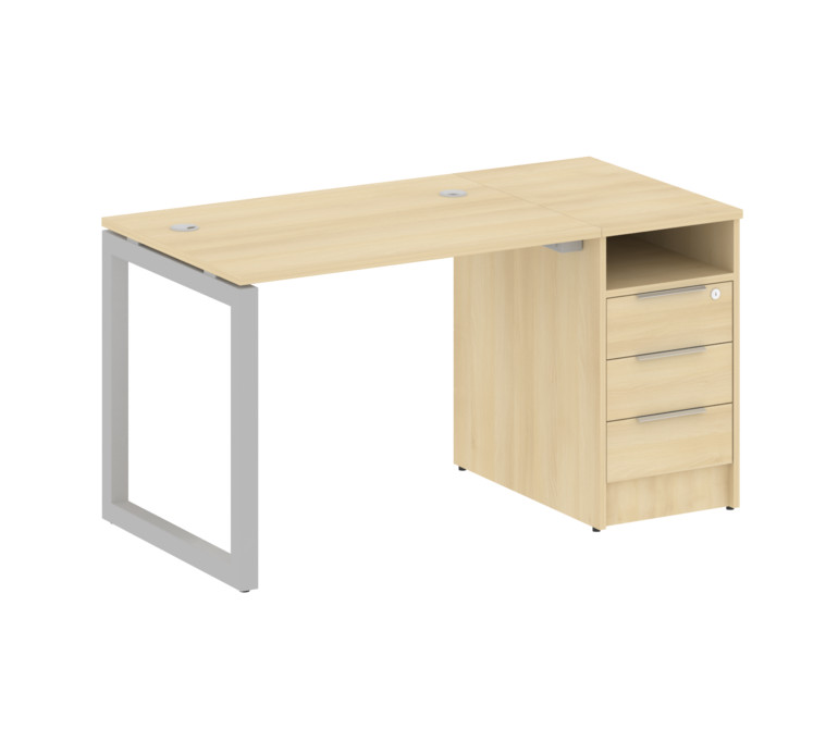 Metal System Quattro Рабочая станция с тумбой на О-образном м/к 50БО.РС-СТП-1.1 Акация Лорка/Металл