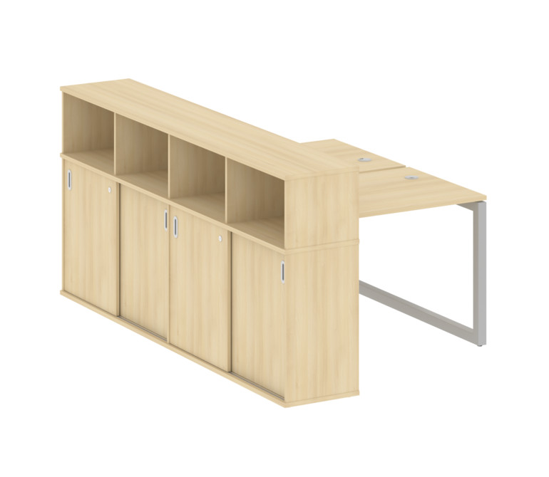 Metal System Quattro Рабочая станция с шкафом-купе на О-образном м/к 50БО.РС-СШК-4.1 Т Акация Лорка/