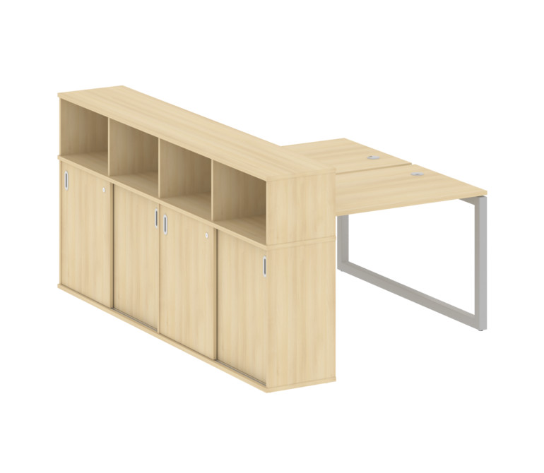 Metal System Quattro Рабочая станция с шкафом-купе на О-образном м/к 50БО.РС-СШК-4.2 Т Акация Лорка/